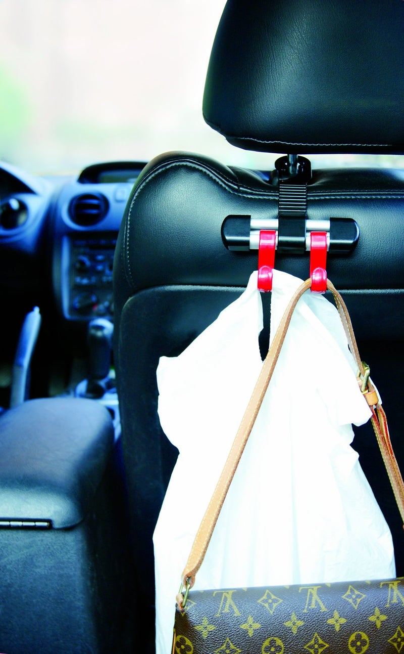 Maxsa Innovations Maxsa 20058 Headrest Hanger 2 Hooks for Bags, Purses and Car Storage, Black and Red - Image 2